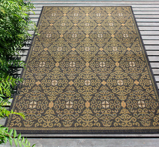 Trans Ocean Patio 6064/94 Suzani Diamonds Navy Area Rug by Liora Manne Room Scene Image Feature