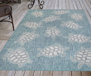 Trans Ocean Carmel 8413/04 Seaturtles Blue Area Rug by Liora Manne