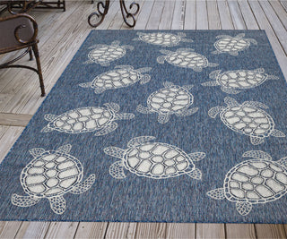 Trans Ocean Carmel 8413/33 Seaturtles Navy Area Rug by Liora Manne