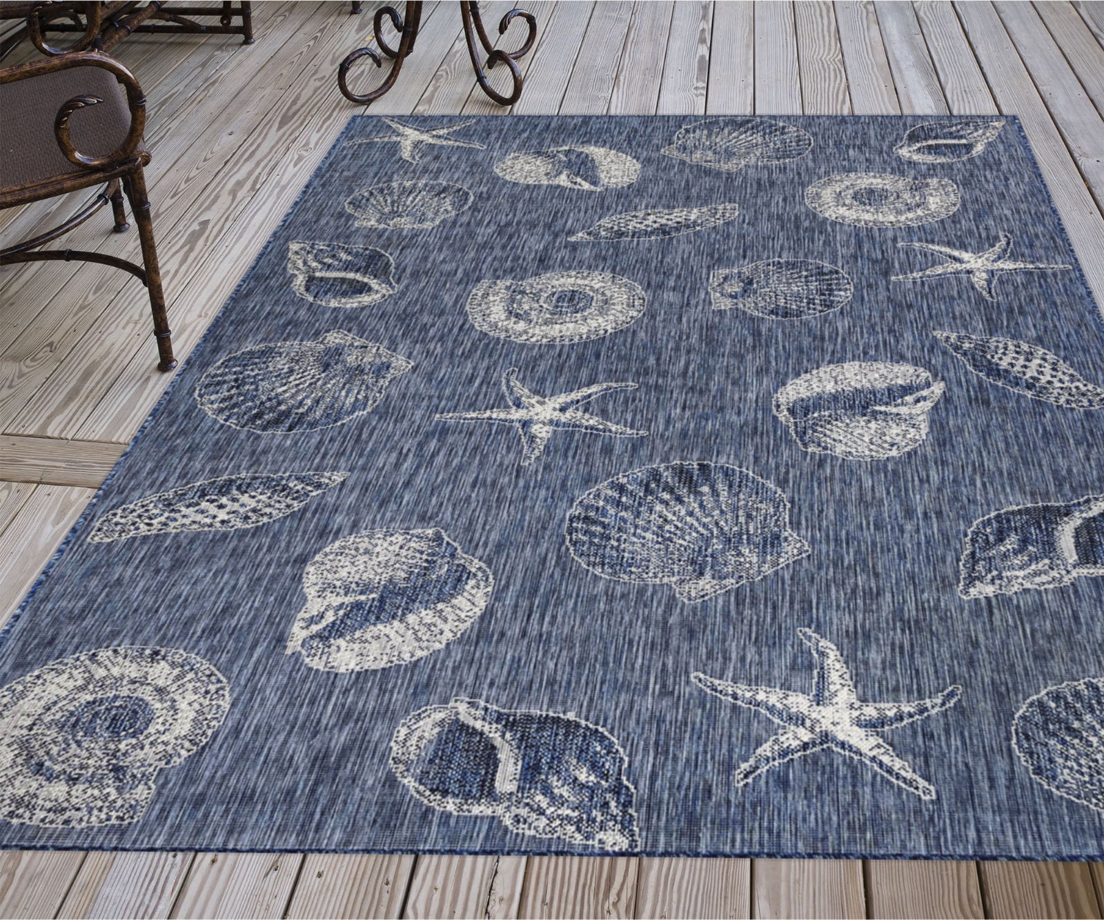 Trans Ocean Carmel 8414/33 Shells Navy Area Rug by Liora Manne ...
