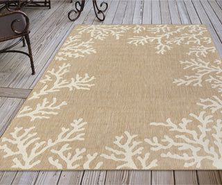 Trans Ocean Carmel 8448/12 Coral Border Beige Area Rug by Liora Manne