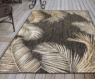 Trans Ocean Portofino 7082/48 Palm Border Black Area Rug by Liora Manne Room Scene Image Feature