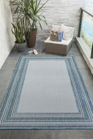 Trans Ocean Carmel 8425/04 Multi Border Blue Area Rug by Liora Manne