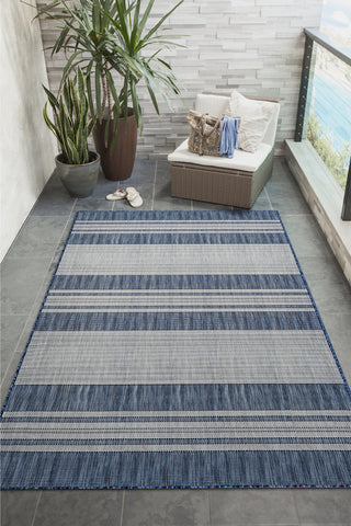 Trans Ocean Carmel 8435/33 Stripe Navy Area Rug by Liora Manne