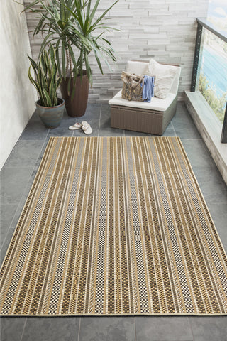 Trans Ocean Carmel 8473/12 Rope Stripe Tan Area Rug by Liora Manne Room Scene Image Feature