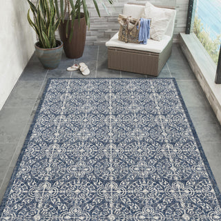 Trans Ocean Carmel 8476/33 Antique Tile Navy Area Rug by Liora Manne Room Scene Image Feature