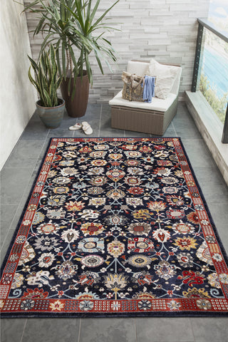 Trans Ocean Fresco 6133/33 Vintage Floral Navy Area Rug by Liora Manne Room Scene Image Feature