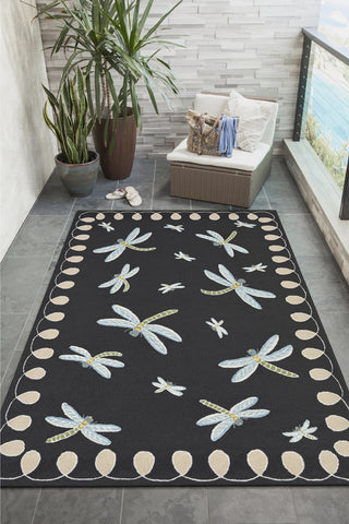 Trans Ocean Frontporch Dragonfly Black/Grey by Liora Manne