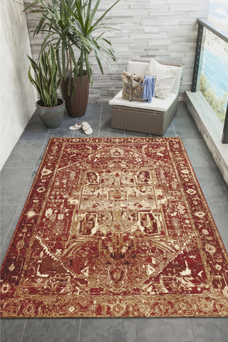 Trans Ocean Marina 8086/14 Heriz Burgundy Area Rug by Liora Manne Room Scene Image Feature