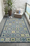 Trans Ocean Portofino 7061/04 Boho Tiles Blue Area Rug by Liora Manne Room Scene Image Feature