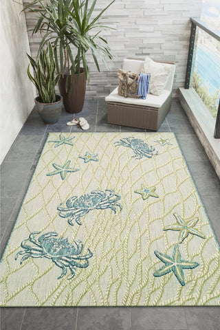 Trans Ocean Portofino 7069/04 Crab Net Blue Area Rug by Liora Manne Room Scene Image Feature