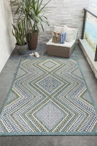 Trans Ocean Portofino 7080/04 Kilim Blue Area Rug by Liora Manne Room Scene Image Feature