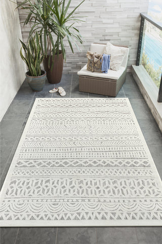 Trans Ocean Rialto 7036/12 Tribal Stripe Ivory Area Rug by Liora Manne