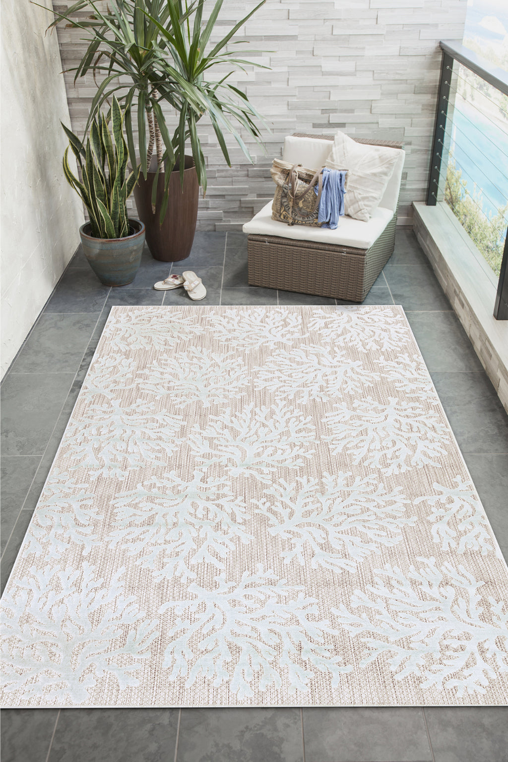 Trans Ocean Rialto 7041/04 Coral Blue Area Rug by Liora Manne Room Scene Image Feature