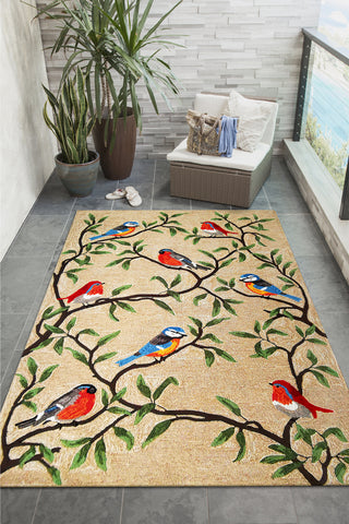 Trans Ocean Ravella 2270/12 Birds On Branches Natural Area Rug by Liora Manne