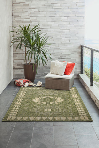 Trans Ocean Carmel 8409/06 Kilim Green Area Rug by Liora Manne Room Scene Image Feature