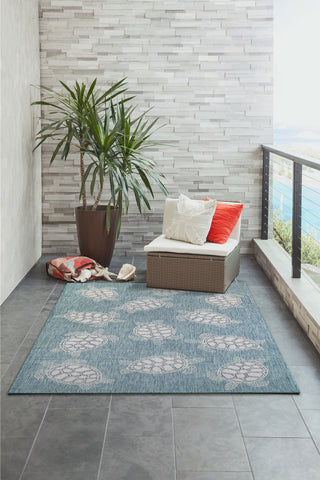 Trans Ocean Carmel 8413/04 Seaturtles Blue Area Rug by Liora Manne Room Scene Image Feature