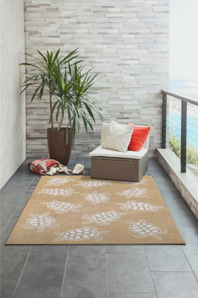 Trans Ocean Carmel 8413/12 Seaturtles Natural Area Rug by Liora Manne