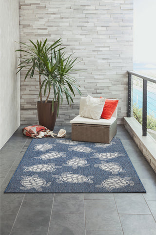 Trans Ocean Carmel 8413/33 Seaturtles Navy Area Rug by Liora Manne Room Scene Image Feature