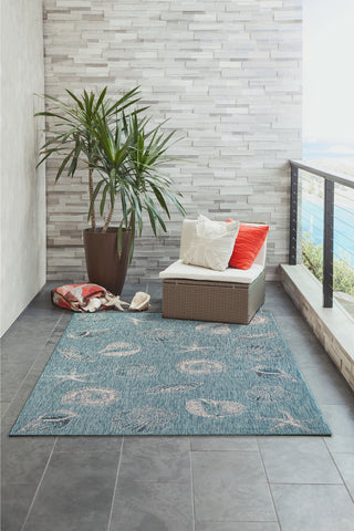 Trans Ocean Carmel 8414/04 Shells Blue Area Rug by Liora Manne Room Scene Image Feature