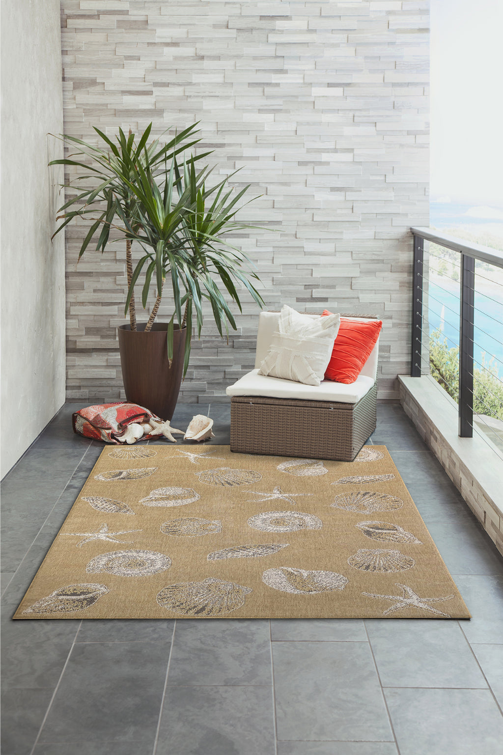 Trans Ocean Carmel 8414/12 Shells Natural Area Rug by Liora Manne Room Scene Image Feature