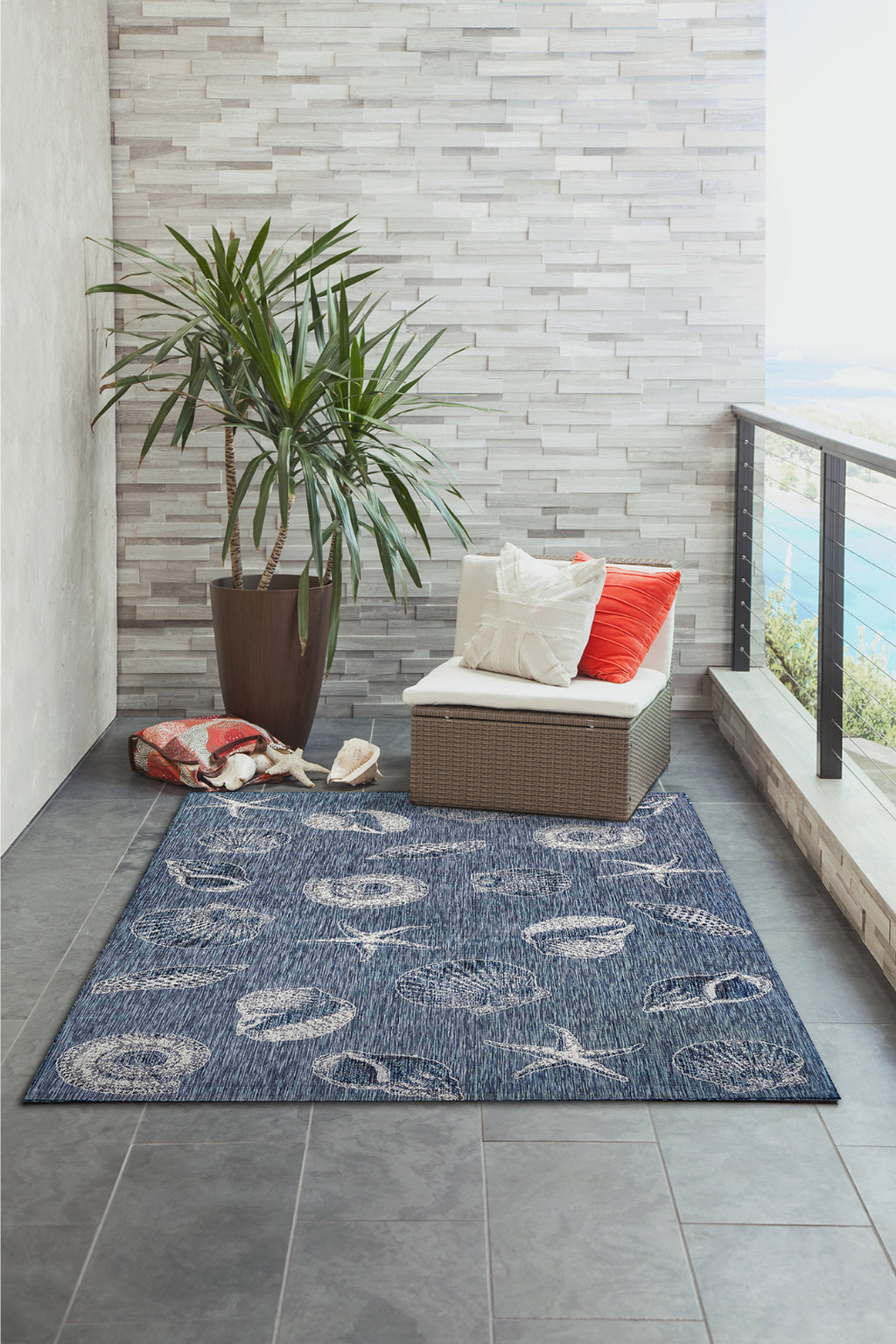 Trans Ocean Carmel 8414/33 Shells Navy Area Rug by Liora Manne Room Scene Image Feature
