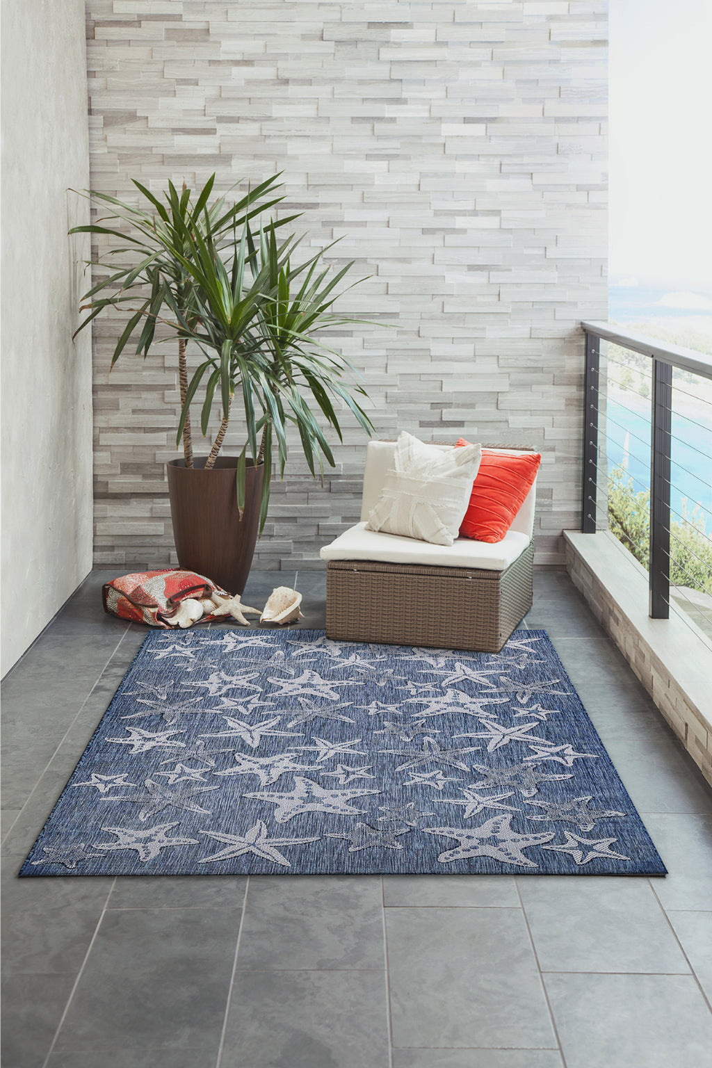 Trans Ocean Carmel 8415/33 Starfish Navy Area Rug by Liora Manne Room Scene Image Feature