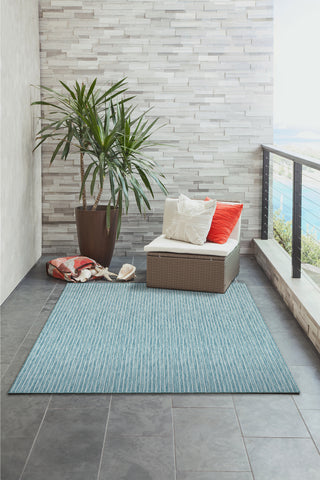 Trans Ocean Carmel 8422/04 Texture Stripe Blue Area Rug by Liora Manne Room Scene Image Feature