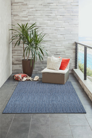 Trans Ocean Carmel 8422/33 Texture Stripe Navy Area Rug by Liora Manne Room Scene Image Feature