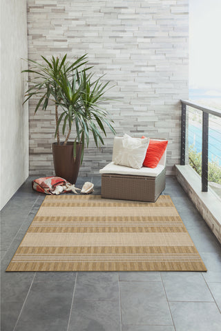 Trans Ocean Carmel 8435/12 Stripe Khaki Area Rug by Liora Manne Room Scene Image Feature