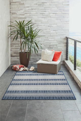 Trans Ocean Carmel 8435/33 Stripe Navy Area Rug by Liora Manne Room Scene Image Feature