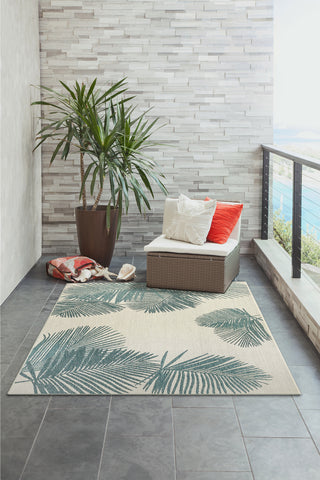 Trans Ocean Carmel 8439/04 Palm Blue Area Rug by Liora Manne Room Scene Image Feature