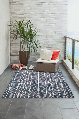 Trans Ocean Carmel 8468/33 Chevron Navy Area Rug by Liora Manne Room Scene Image Feature