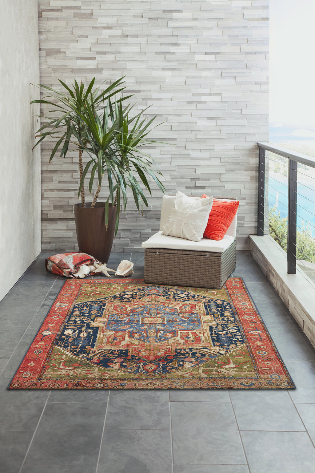 Trans Ocean Marina 8086/24 Heriz Red Area Rug by Liora Manne Room Scene Image Feature
