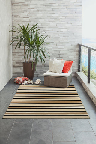 Trans Ocean Sorrento 6310/22 Cabana Stripe Khaki Area Rug by Liora Manne