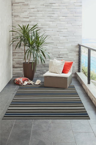 Trans Ocean Sorrento 6310/33 Cabana Stripe Navy Area Rug by Liora Manne