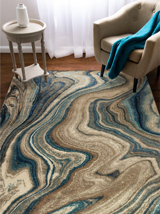 Trans Ocean Ashford 8133/03 Agate Blue Area Rug by Liora Manne Room Scene Image Feature