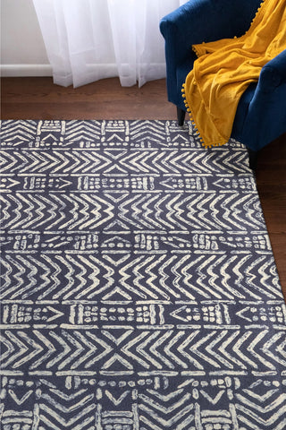 Trans Ocean Cyprus 7880/33 Batik Navy Area Rug by Liora Manne Room Scene Image Feature