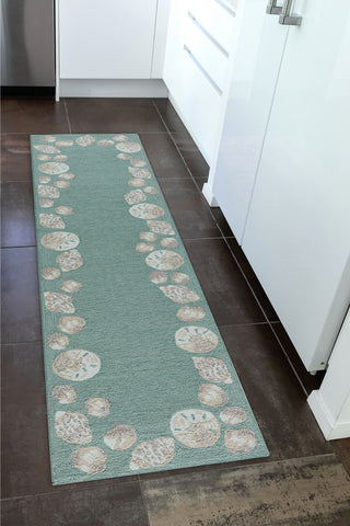 Trans Ocean Capri 1723/04 Seashell Border Blue Area Rug by Liora Manne