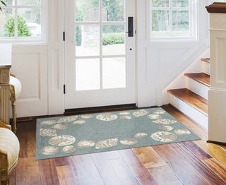 Trans Ocean Capri 1723/04 Seashell Border Blue Area Rug by Liora Manne