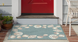 Trans Ocean Capri 1723/04 Seashell Border Blue Area Rug by Liora Manne