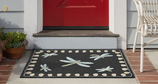 Trans Ocean Frontporch Dragonfly Black/Grey by Liora Manne