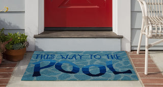 Trans Ocean Frontporch 4448/03 This Way To The Pool Blue Area Rug by Liora Manne