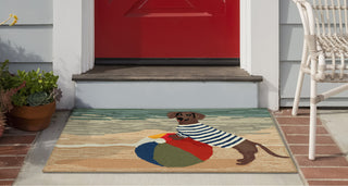 Trans Ocean Frontporch 4496/04 Coastal Dog Blue Area Rug by Liora Manne