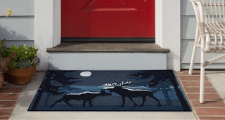 Trans Ocean Frontporch 4510/47 Moonlit Moose Navy Area Rug by Liora Manne