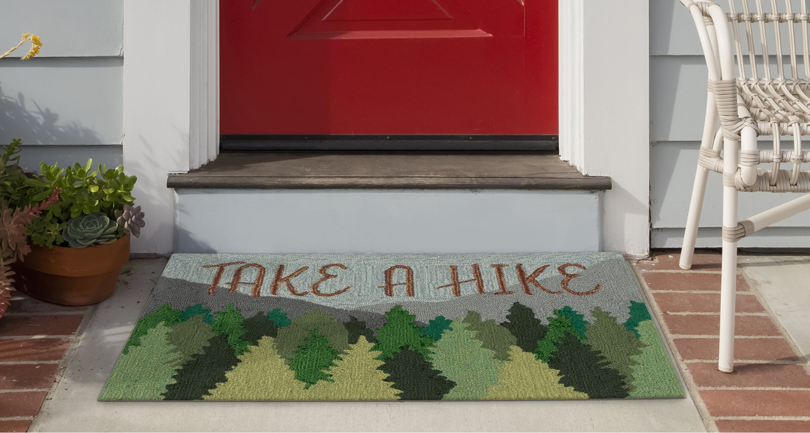 Trans Ocean Frontporch 4513/16 Take A Hike Green Area Rug by Liora Manne