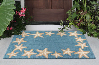 Trans Ocean Capri 1710/04 Starfish Border Blue Area Rug by Liora Manne Room Scene Image Feature