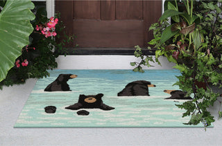 Trans Ocean Frontporch 4340/03 Bathing Bears Blue Area Rug by Liora Manne