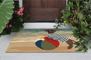 Trans Ocean Frontporch 4496/04 Coastal Dog Blue Area Rug by Liora Manne