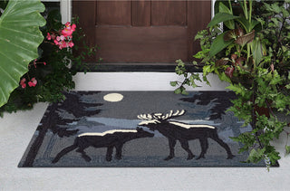 Trans Ocean Frontporch 4510/47 Moonlit Moose Navy Area Rug by Liora Manne